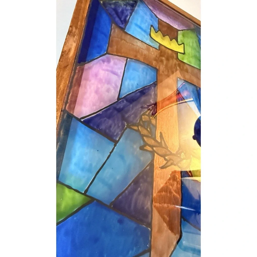 Faux Stained Glass Cross Wall Art‎ Isaiah 62:3 Christian Decor 19